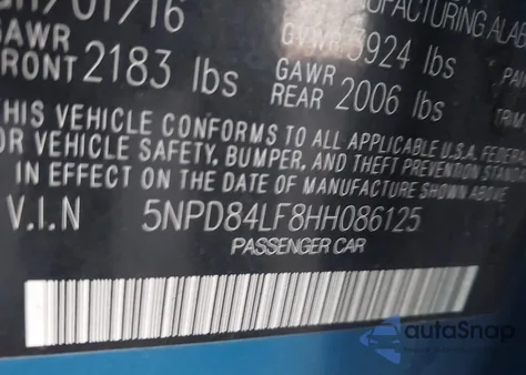 2017 Hyundai Elantra Se from USA, damaged, VIN 5NPD84LF8HH086125